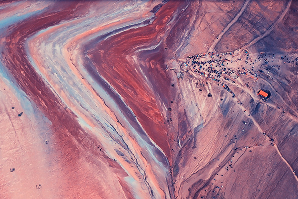 rainbow mountain drone view