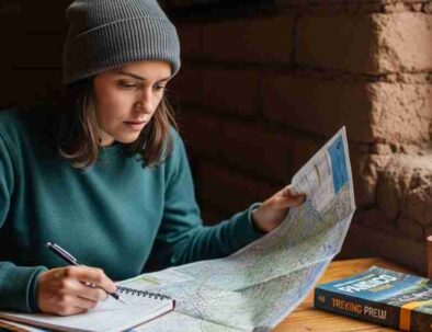 A traveler studying a map in Cusco, illustrating the key mistakes to avoid when booking a Peru trek.