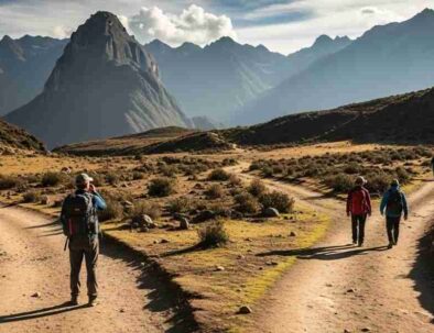 A fork in a trail in the Peruvian Andes, symbolizing the choice between a Private Tour vs. Small Group Trek.